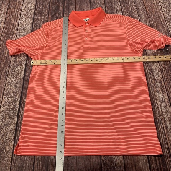 Callaway Men’s Performance Pink White Striped Short Sleeve Golf Polo Shirt Large - Picture 7 of 7